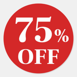 75% KORTING Rode Achtergrond Klassieke Ronde Stick Sticker
