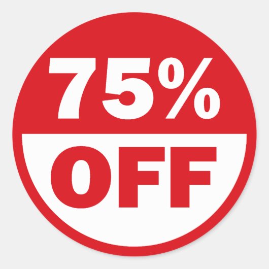 75% KORTING RONDE STICKER (Voorkant)