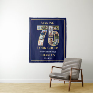 75 Lijken Goed Foto Collage 75e Verjaardag Wandkleed