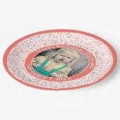 75 Uw foto Willekeurige nummer Patroon Koraal/Wit Papieren Bordje (Gekanteld)