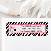.75 "x2.25" Butterfly Zebra Retouradreslabel Etiket (Insitu)