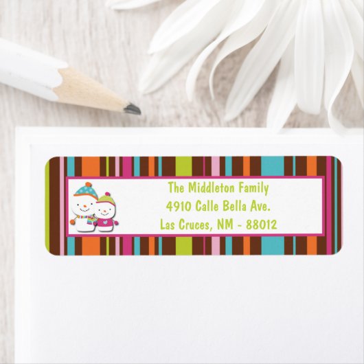 .75 "x2.25" Modern Snowman retour adreslabel Etiket (Insitu)