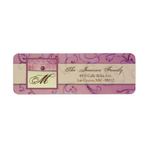 .75 "x2.25" Retouradres Amethist Jewel reliëf Etiket