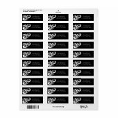 .75 "x2.25" retouradres etiket zwart wit bloemen (Full Sheet)