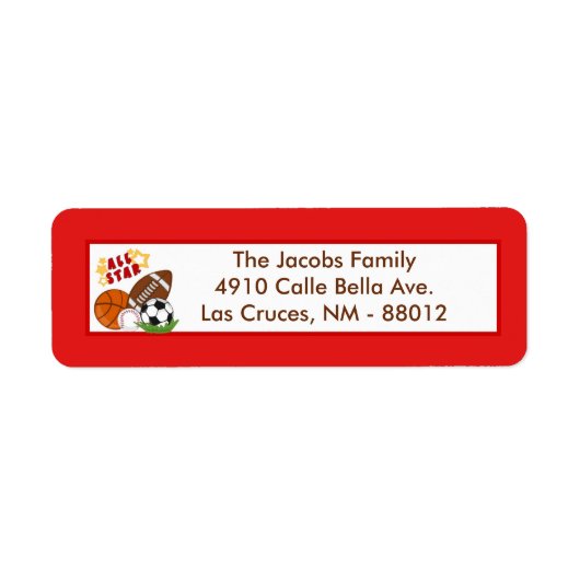 .75 "x2.25" Retouradres Label All-Star Red (Voorkant)