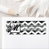 .75 "x2.25" Retouradres Label Blac Glitter Chevr (Insitu)