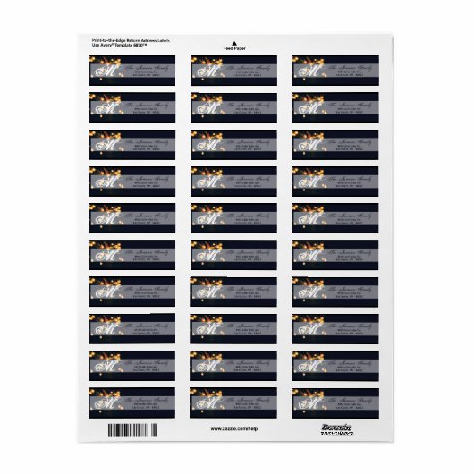 .75 "x2.25" Retouradres Label Oak Tree String (Full Sheet)