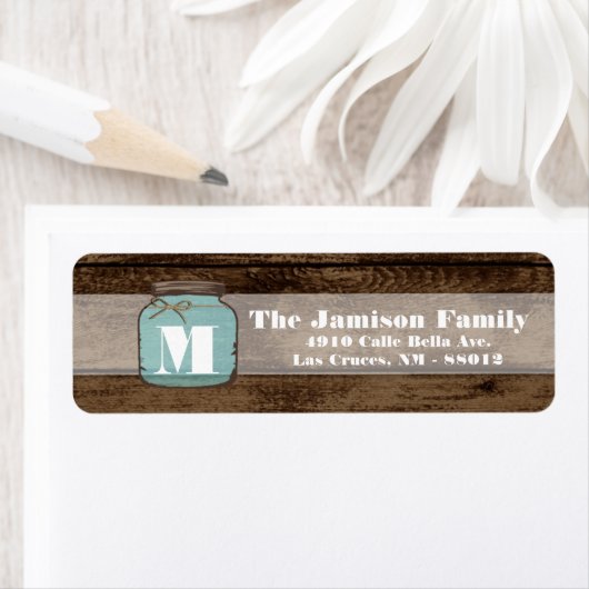 .75 "x2.25" retouradres Mason Jar Wood Land Etiket (Insitu)