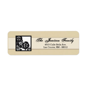 .75 "x2.25" Retouradreslabel Black Lace Damask Etiket
