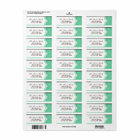 .75 "x2.25" Retouradreslabel Mint White Damask Etiket (Full Sheet)