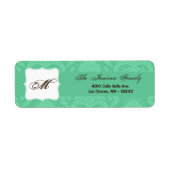 .75 "x2.25" Retouradreslabel Mint White Damask Etiket (Voorkant)