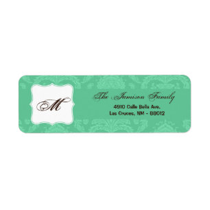 .75 "x2.25" Retouradreslabel Mint White Damask Etiket