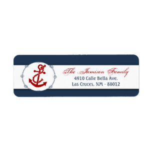 .75 "x2.25" Retouradreslabel Navy Nautical Knot Etiket