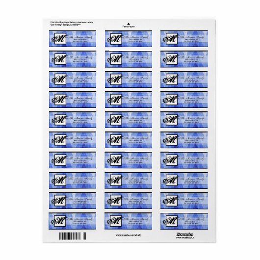 .75 "x2.25" Retouradreslabel Ombre Blue Chevron Etiket (Full Sheet)