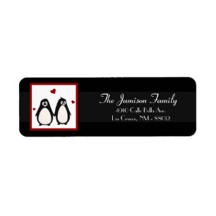 .75 "x2.25" Retouradreslabel Penguin Love Coupl Etiket
