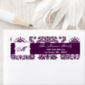 .75 "x2.25" Retouradreslabel Plum Paarse Damask Etiket (Insitu)