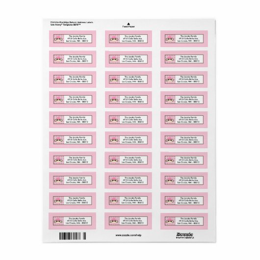 .75 "x2.25" Retouradreslabel Roze sokaap Etiket (Full Sheet)