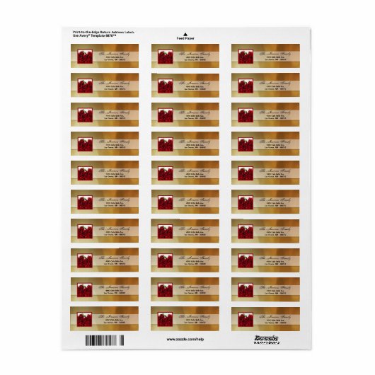 .75"x2.25"Terugkeeradresetiket Rood Rozenboeket Etiket (Full Sheet)