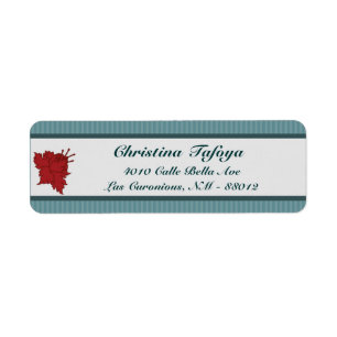 .75 "x 2.25" Retouradres Blauwgroen Blauw Damask/S Etiket