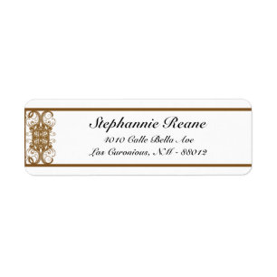 .75 "x 2.25" Retouradres Goud en zwart Damask Etiket