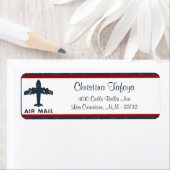 .75" x 2.25" Retouradres Vliegtuig Flight Blue Etiket (Insitu)