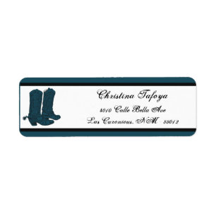.75 "x 2.25" Retouradres Western Blue Cowboys B Etiket