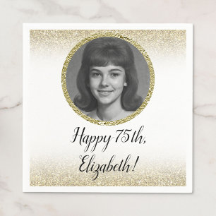 75e aangepaste foto wit en goud servet