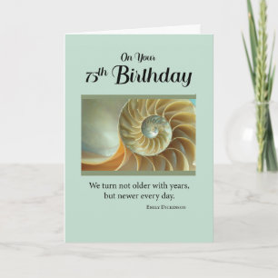 75e anniversaire avec coquillage Spiral sur carte 