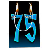 75e Anniversaire Bougies Moyenne Sac Cadeau (Devant)