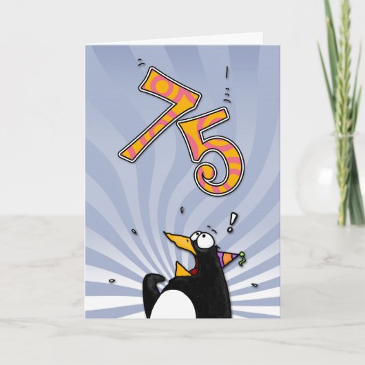 75e anniversaire - Carte de surprise de pingouin (Devant)