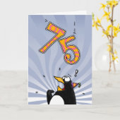 75e anniversaire - Carte de surprise de pingouin (Fleur jaune)