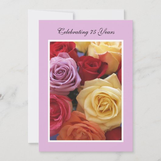 75e anniversaire de fête Invitation Beaux Roses (Devant)