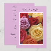 75e anniversaire de fête Invitation Beaux Roses (Devant / Derrière)