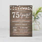75e anniversaire du Mariage Invitation Bois rustiq (Debout devant)
