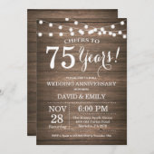 75e anniversaire du Mariage Invitation Bois rustiq (Devant / Derrière)