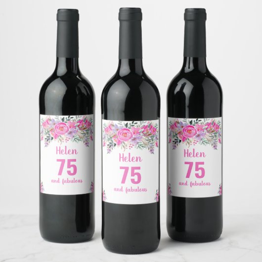 75e anniversaire étiquette de vin rose (Bouteilles)