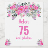 75e anniversaire étiquette de vin rose (Étiquettes simples)