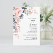 75e anniversaire fête rose florale Invitation (Debout devant)