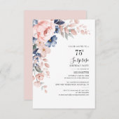 75e anniversaire fête rose florale Invitation (Devant / Derrière)