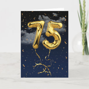 75e Anniversaire Gold Mylar Balloon et carte Confe