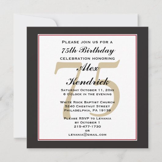 75e anniversaire Invitation (Devant)