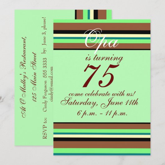 75e anniversaire Invitation (Devant / Derrière)
