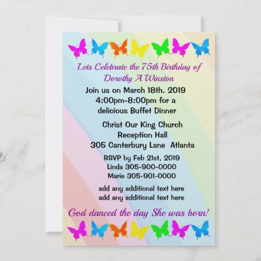 75E ANNIVERSAIRE INVITATION CHRÉTIENNE (Dos)