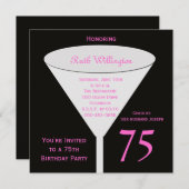 75e anniversaire Invitation de fête 75e toast (Devant / Derrière)