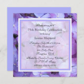 75e Anniversaire Invitation de fête Purple Hydrang (Devant / Derrière)