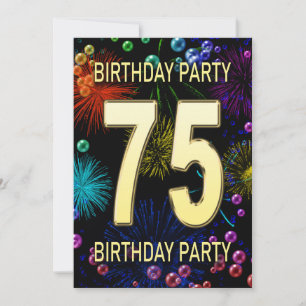 75e anniversaire Invitation fête feux d'artifice