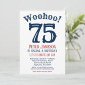 75e anniversaire Invitation Mens Marine Bleu (Debout devant)