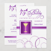 75e anniversaire Invitations à la fête - avec Mono (Devant / Derrière)