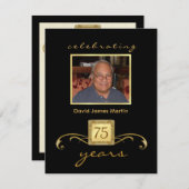 75e anniversaire Invitations de fête - Monogramme  (Devant / Derrière)