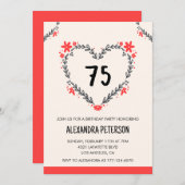75e anniversaire invitations pour son coeur floral (Devant / Derrière)